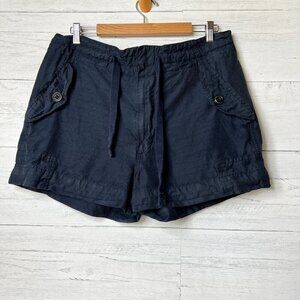 Vince Shorts Womens Size Large Navy Utility Linen & Cupro Blend Summertime